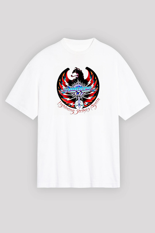 Dokken Baskılı Unisex Beyaz Oversize Tişört