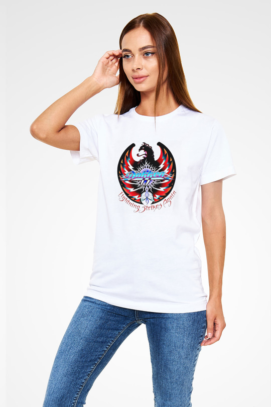 Dokken Baskılı Unisex Beyaz Tişört