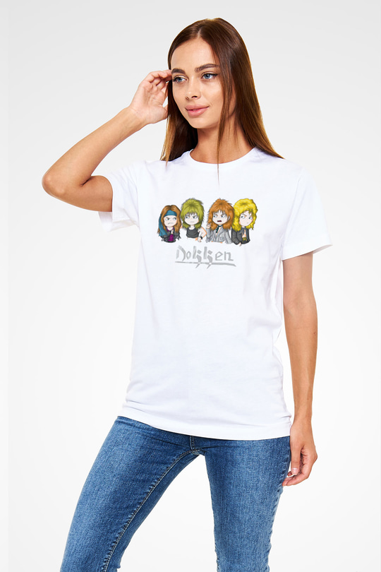 Dokken Baskılı Unisex Beyaz Tişört - Tshirt