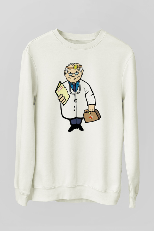 Doktor Beyaz Unisex Sweatshirt