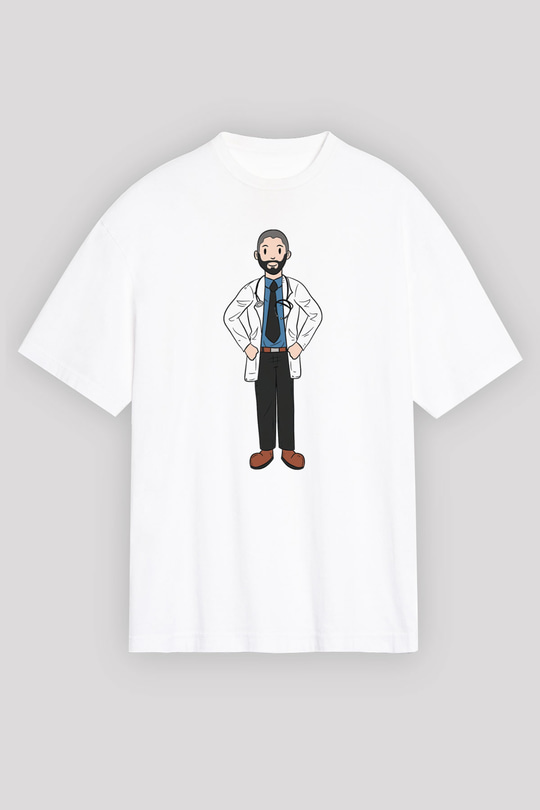 Doktor Beyaz Oversize Tişört Oversize T-shirt - TişörtFabrikası