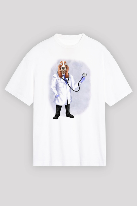 Doktor Beyaz Oversize Tişört Oversize T-shirt - TişörtFabrikası
