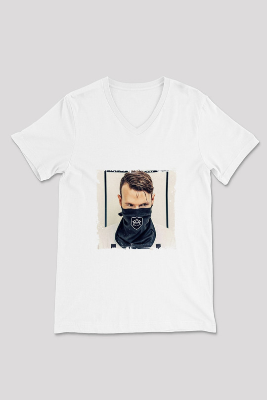 Don Diablo Baskılı Beyaz V Yaka Unisex Tişört