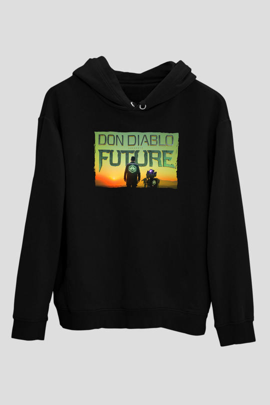 Don Diablo Siyah Unisex Kapüşonlu Sweatshirt