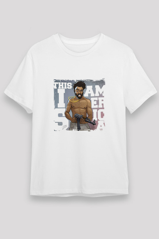 Donald Glover Baskılı Unisex Beyaz Tişört