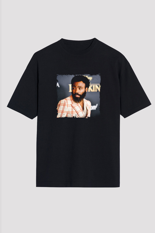 Donald Glover Baskılı Unisex Oversize Siyah Tişört