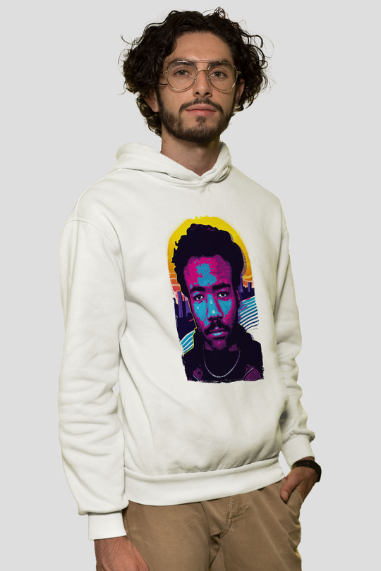 Donald Glover Beyaz Unisex Kapüşonlu Sweatshirt