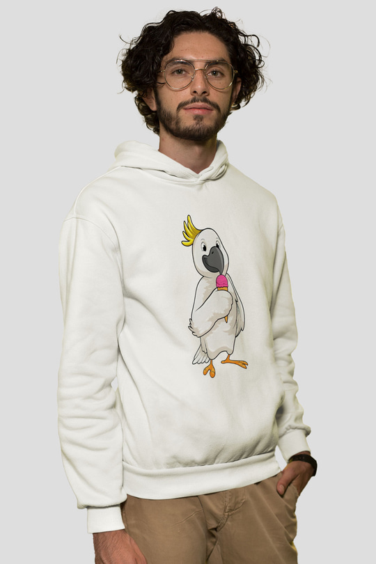 Dondurmacı Beyaz Unisex Kapüşonlu Sweatshirt