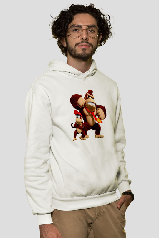 Donkey Kong Beyaz Unisex Hoodie