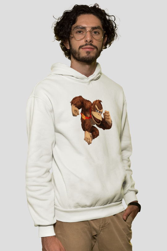Donkey Kong Beyaz Unisex Hoodie