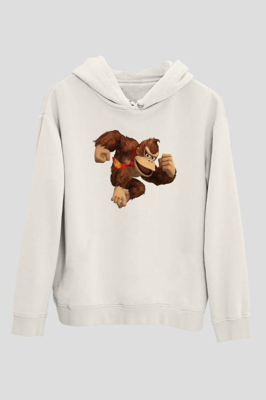 Donkey Kong Beyaz Unisex Hoodie