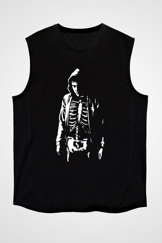 Donnie Darko Baskılı Unisex Siyah Kolsuz Tişört - Tshirt