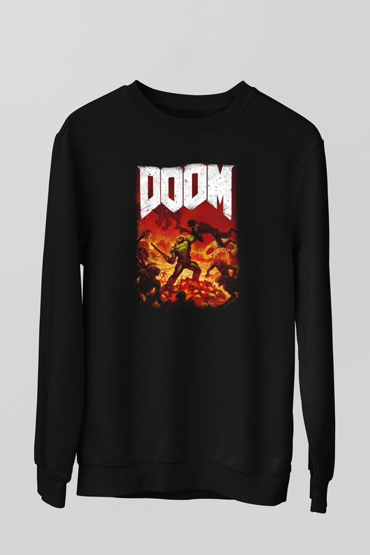 Doom Siyah Unisex Sweatshirt