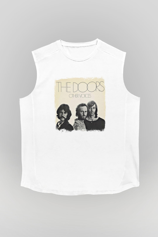 Doors Baskılı Unisex Beyaz Kolsuz Tişört