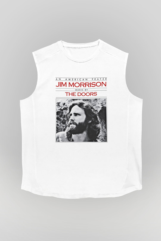Doors Baskılı Unisex Beyaz Kolsuz Tişört