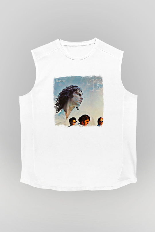 Doors Baskılı Unisex Beyaz Kolsuz Tişört