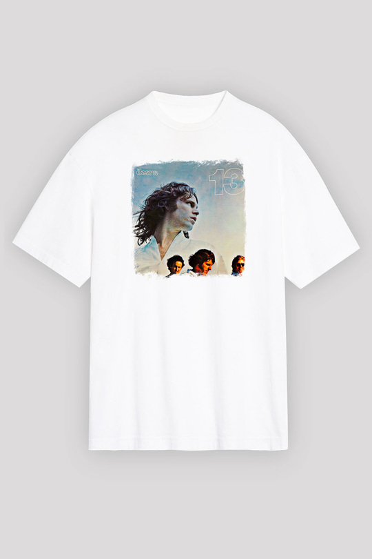Doors Baskılı Unisex Beyaz Oversize Tişört