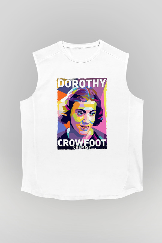 Dorothy Crowfoot Hodgkin Baskılı Unisex Kolsuz Beyaz Tişört - Tshirt