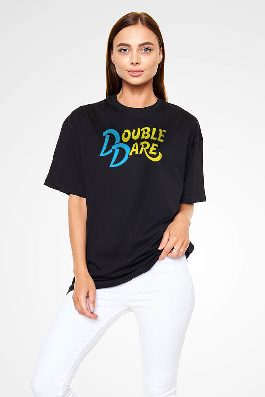 Double Dare Siyah Oversize Tişört