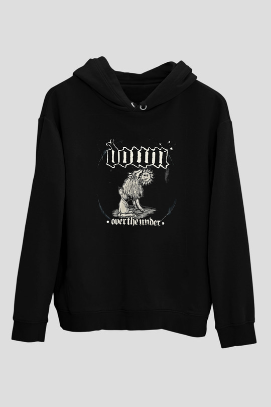 Down Baskılı Unisex Siyah Hoodie