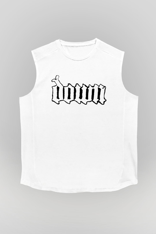 Down Beyaz Unisex Kolsuz Tişört