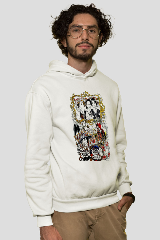 Downtown Abbey Beyaz Unisex Hoodie