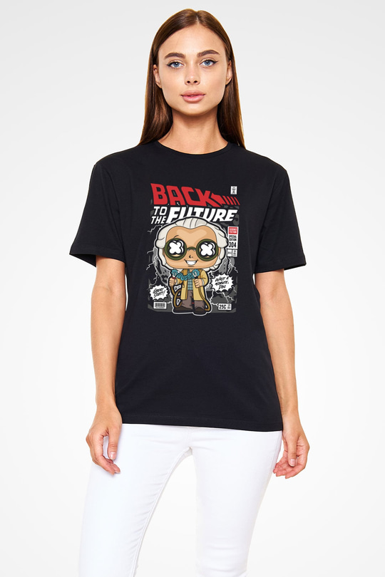 Dr Brown Baskılı Unisex Siyah Tişört