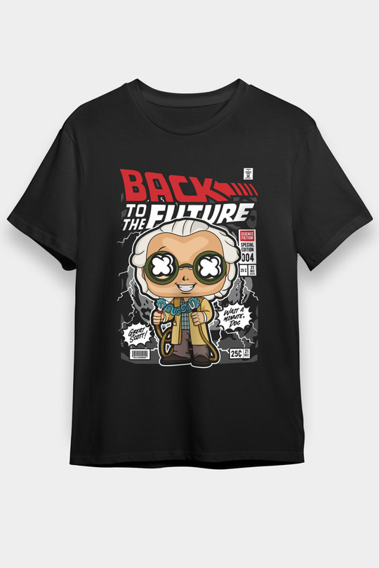 Dr Brown Baskılı Unisex Siyah Tişört