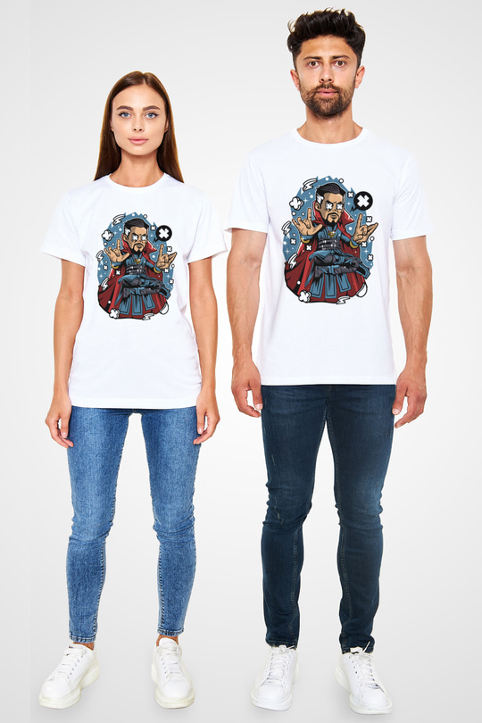 Dr Strange Baskılı Unisex Beyaz Tişört