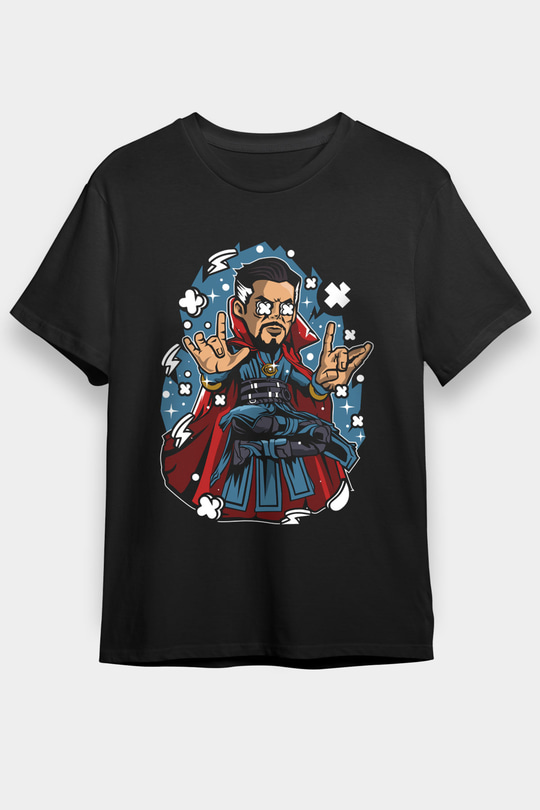 Dr Strange Baskılı Unisex Siyah Tişört
