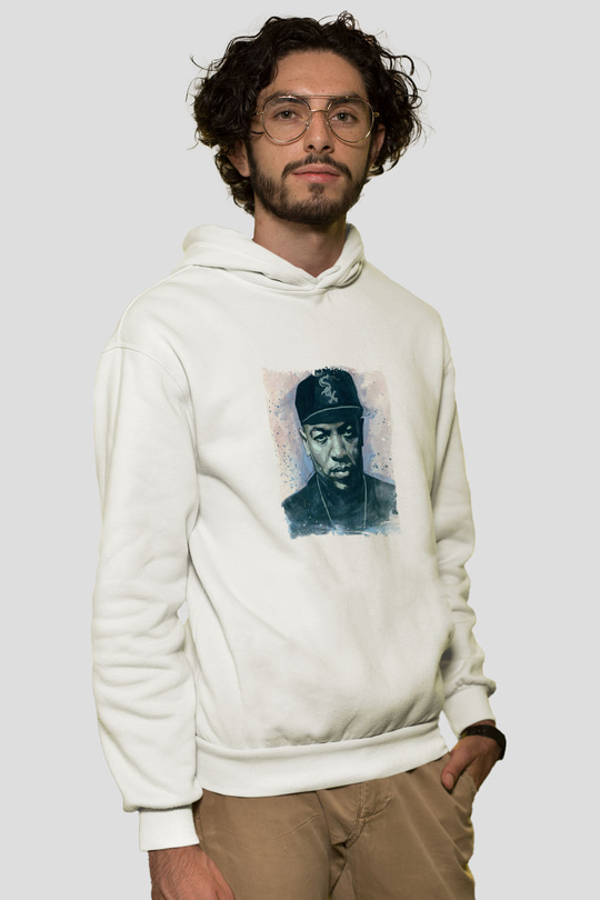 Dr. Dre Baskılı Unisex Beyaz Kapüşonlu Sweatshirt