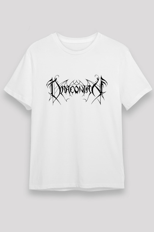 Draconian Baskılı Unisex Beyaz Tişört - Tshirt