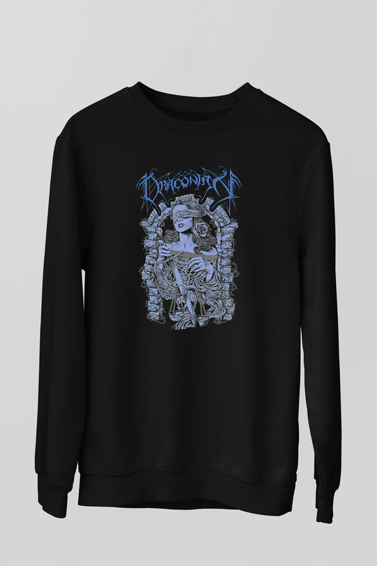 Draconian Baskılı Unisex Siyah Sweatshirt