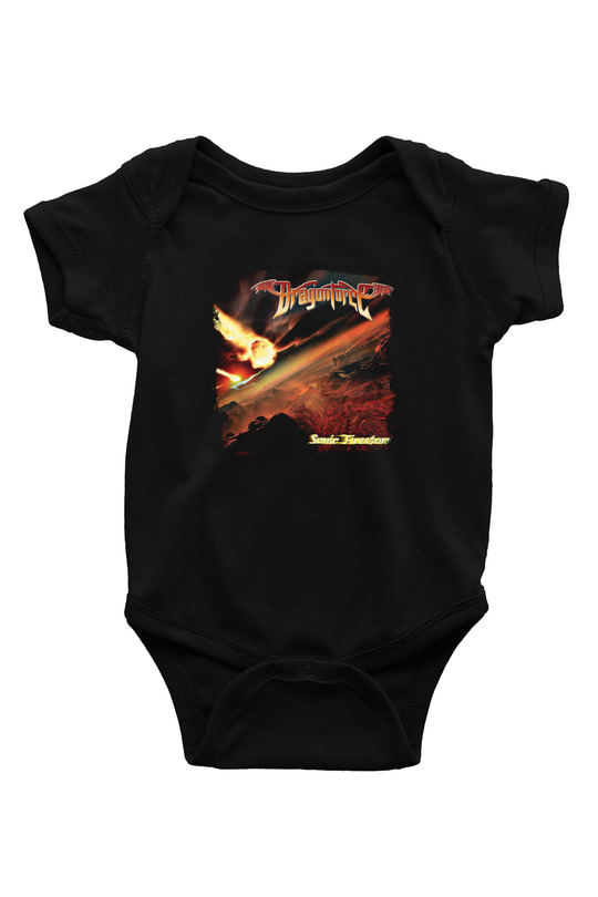 Dragon Force Baskılı Unisex Siyah Bebek Body - Zıbın