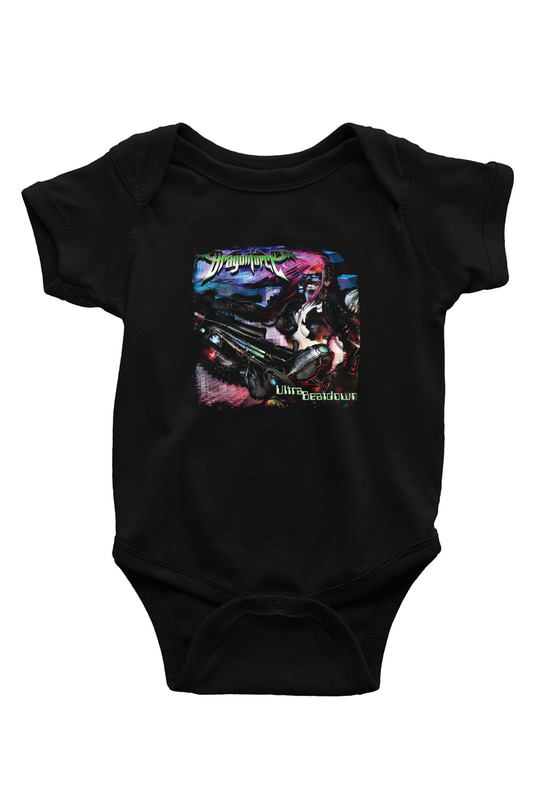 Dragon Force Baskılı Unisex Siyah Bebek Body - Zıbın