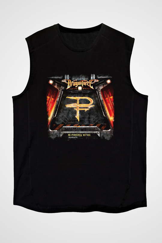 Dragon Force Baskılı Unisex Siyah Kolsuz Tişört