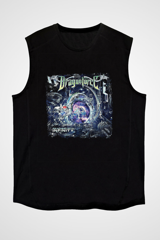 Dragon Force Baskılı Unisex Siyah Kolsuz Tişört