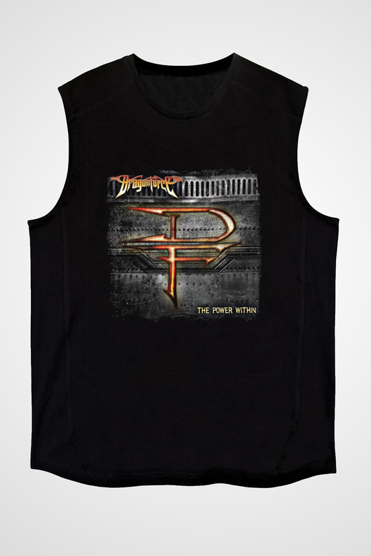 Dragon Force Baskılı Unisex Siyah Kolsuz Tişört