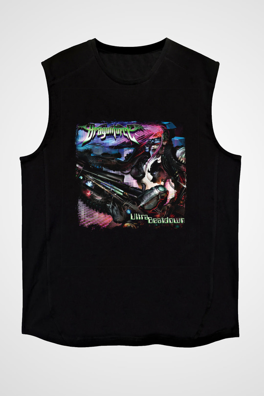 Dragon Force Baskılı Unisex Siyah Kolsuz Tişört