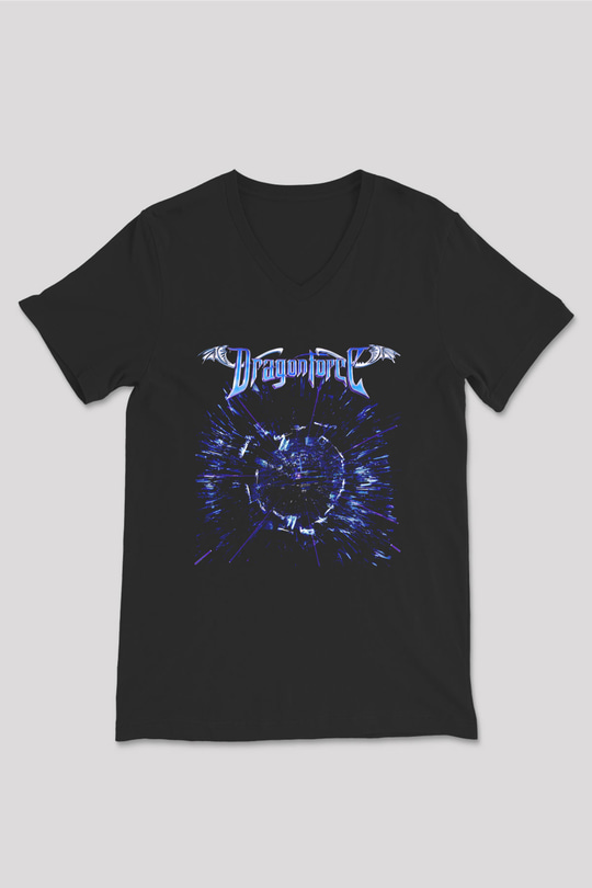 DragonForce Siyah Unisex V Yaka Tişört