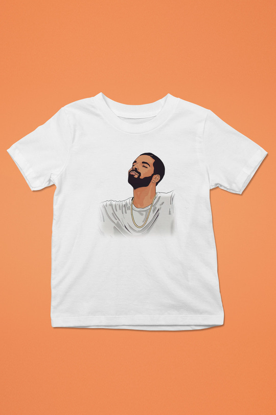 Drake Baskılı Beyaz Unisex Çocuk Tişört