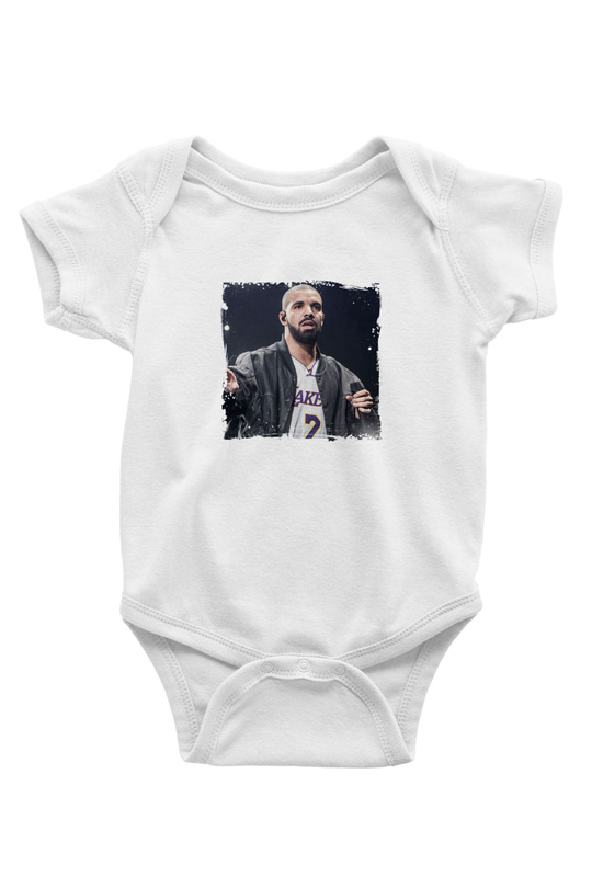 Drake Baskılı Unisex Beyaz Bebek Body - Zıbın