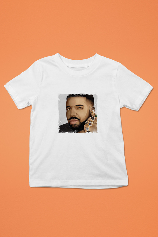Drake Baskılı Unisex Beyaz Çocuk Tişört