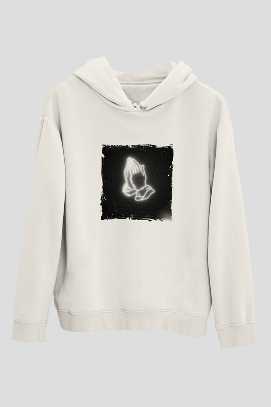 Drake Baskılı Unisex Beyaz Kapüşonlu Sweatshirt