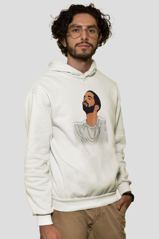 Drake Beyaz Unisex Kapşonlu Sweatshirt