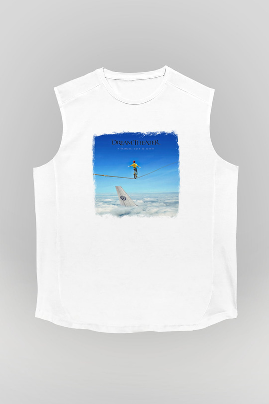Dream Theater Baskılı Unisex Beyaz Kolsuz Tişört