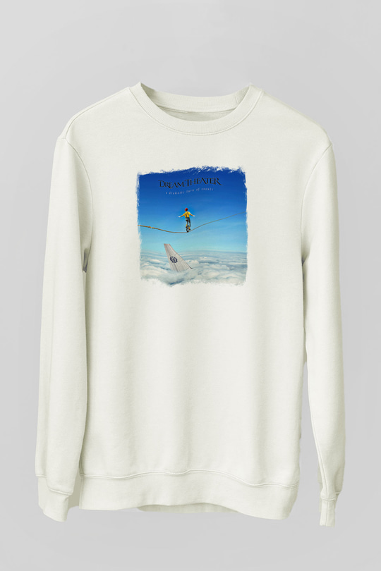 Dream Theater Baskılı Unisex Beyaz Sweatshirt
