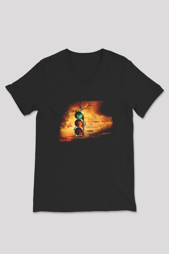Dream Theater Siyah Unisex V Yaka Tişört T-Shirt