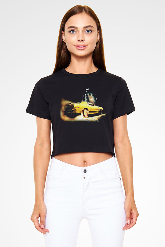 Driver Siyah Crop Top Tişört
