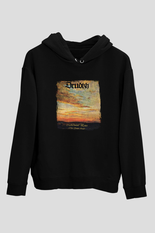 Drudkh Baskılı Unisex Siyah Hoodie